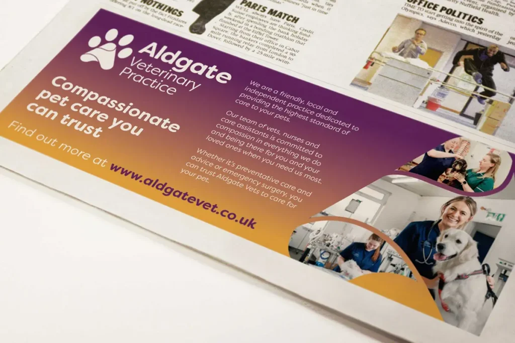 Aldgate Vets - Newspaper advert Aldgate Vets - Newspaper advert