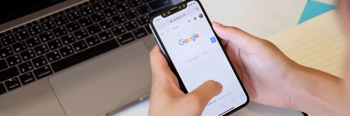 person searching in Google